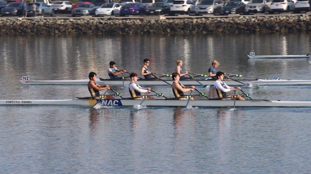 A group of people rowing on a river

Description automatically generated