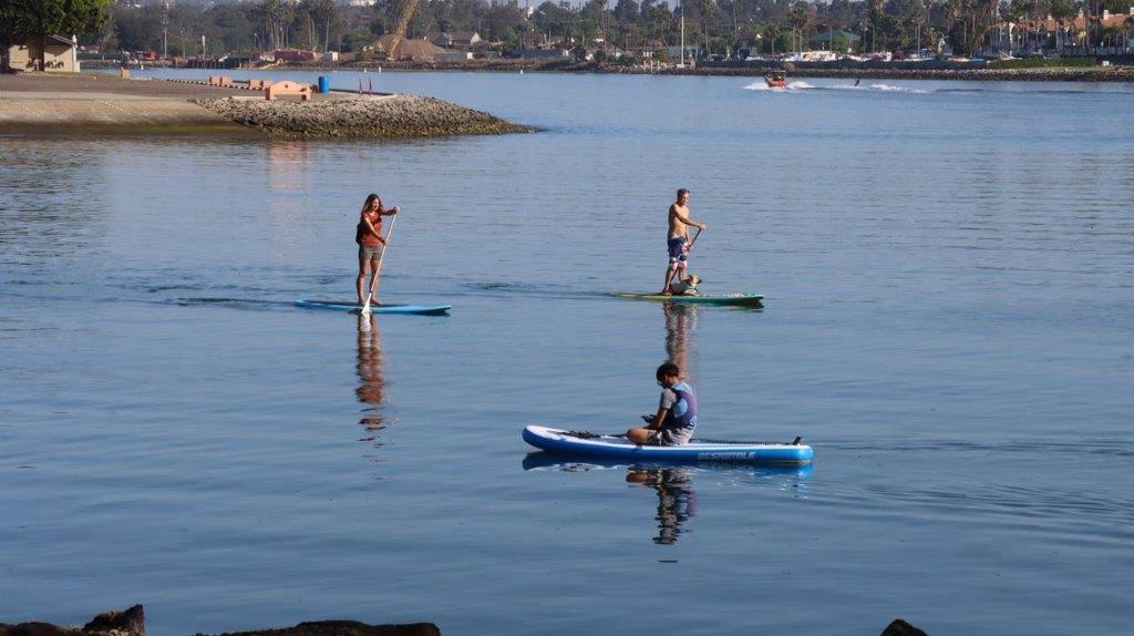 A group of people on paddle boards in a lake

Description automatically generated