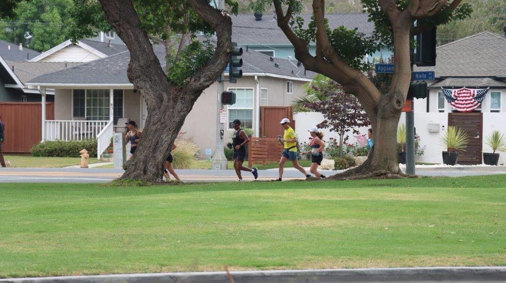 A group of people running on a lawn

Description automatically generated