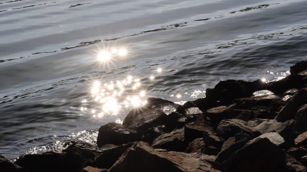 A rocks on the shore of a body of water

Description automatically generated