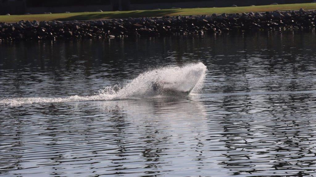 A person riding a jet ski

Description automatically generated