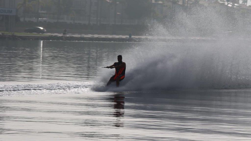 A person on a water ski

Description automatically generated